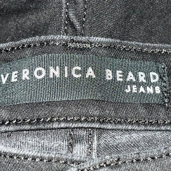 VERONICA BEARD CAROLYN 10" BABY BOOT BLACK & SILVER TUXEDO STRIPE JEANS EUC 29 - Picture 7 of 13